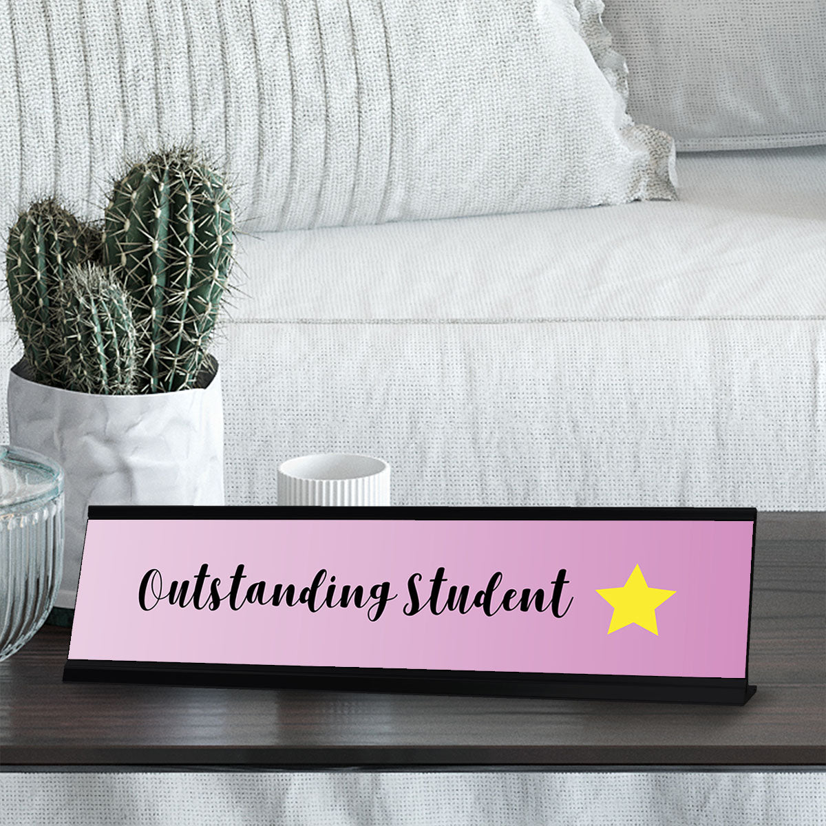 Outstanding Student, Purple Star Desk Sign 2 x 8