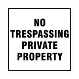 Signs ByLITA Square No Trespassing Private Property Sign with Adhesive Tape, Mounts On Any Surface, Weather Resistant, Indoor/Outdoor Use