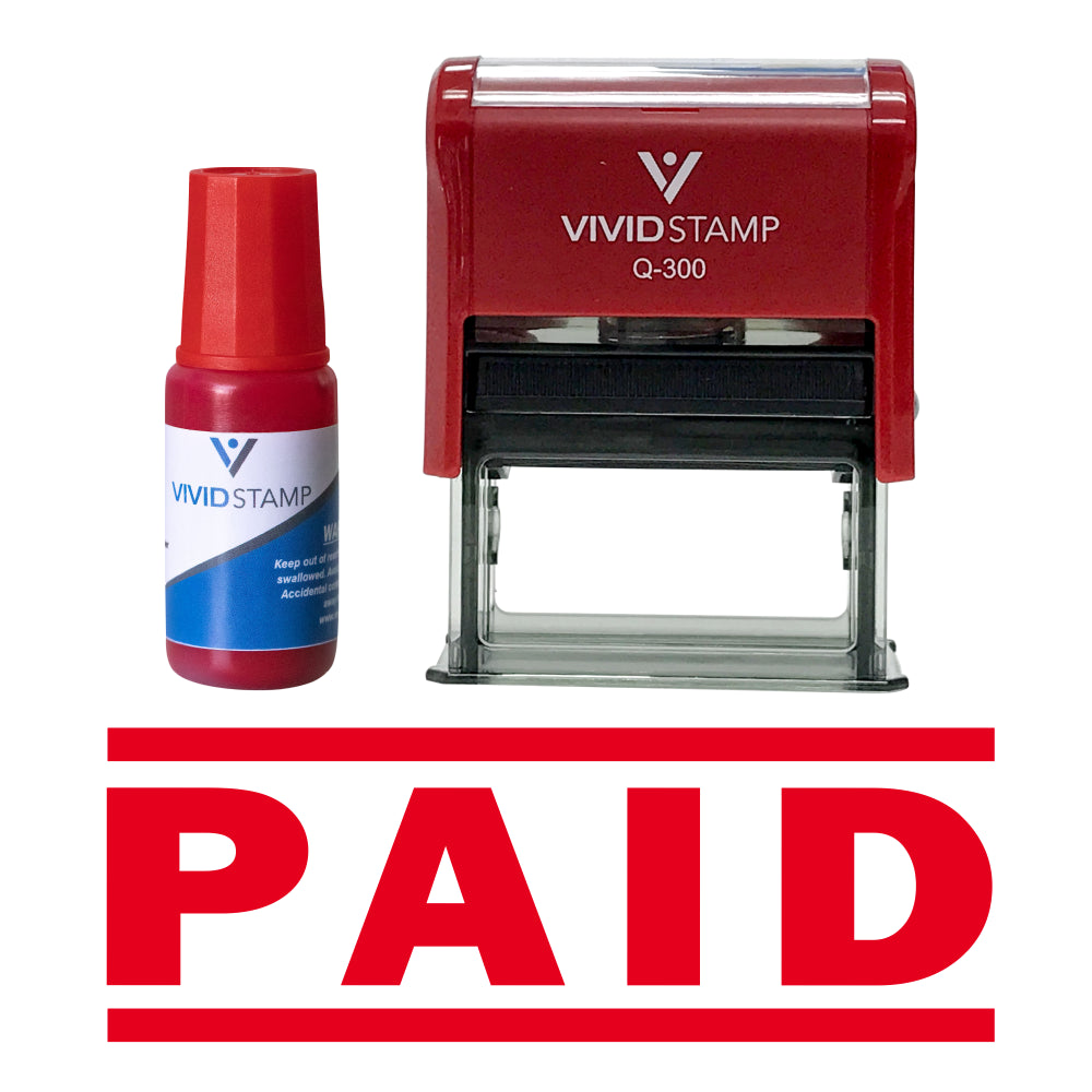 Self-Inking "PAID" Stamp - Red Ink, Fill In Amount, Date, Check No., Impression Size 11/16" X 1-7/8"