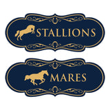 Designer Stallions and Mares, Restroom Wall or Door Signs (Set of 2)