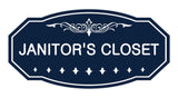 Navy Blue / White Victorian Janitor's Closet Sign