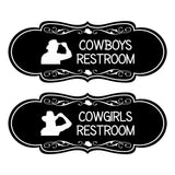 Designer Cowgirls and Cowboys Restroom Signs, (Set of 2) Wall or Door Signs