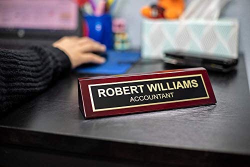 Piano Finished Rosewood Desk Name Plate