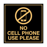 Signs ByLITA Square No Cell Phone Use Please Sign with Adhesive Tape, Mounts On Any Surface, Weather Resistant, Indoor/Outdoor Use