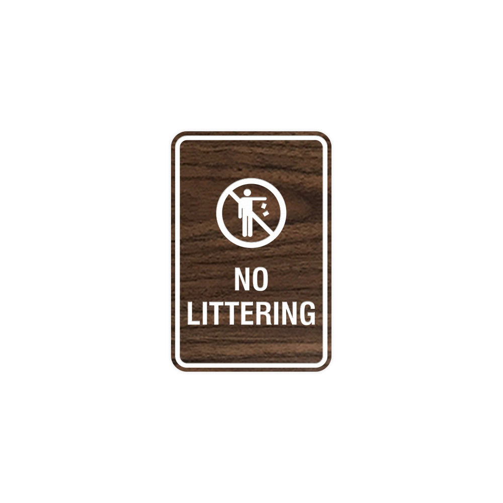 Portrait Round No Littering Sign With Adhesive Tape