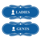 Designer Ladies and Gents Restroom Signs, Bow Ties and Tiaras (Set of 2) Wall or Door Sign