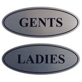 Oval LADIES GENTS Restroom Signs - 2 Pack