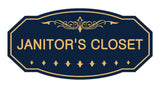 Navy Blue / Gold Victorian Janitor's Closet Sign