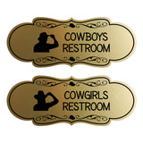 Designer Cowgirls and Cowboys Restroom Signs, (Set of 2) Wall or Door Signs