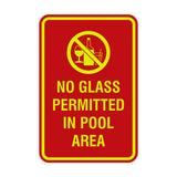 Portrait Round No Glass Permitted In Pool Area Sign