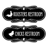 Designer Chicks and Roosters Novelty Restroom Signs (Set of 2) Wall or Door Sign