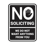 Portrait Round No Soliciting We Do Not Want Anything From You Wall or Door Sign