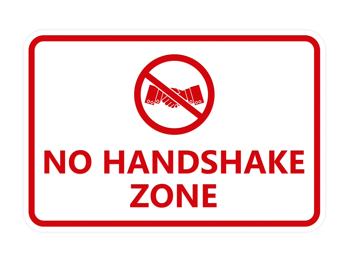 Classic Framed No Handshake Zone Sign
