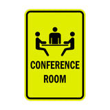 Yellow / Black Portrait Round Conference Room Sign