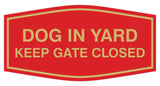 Fancy Dog In Yard Keep Gate Closed Sign