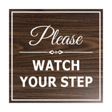 Signs ByLITA Square Classy Please Watch Your Step Sign with Adhesive Tape, Mounts On Any Surface, Weather Resistant, Indoor/Outdoor Use