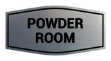 Brushed Silver Signs ByLITA Fancy Powder Room Sign with Adhesive Tape, Mounts On Any Surface, Weather Resistant, Indoor/Outdoor Use