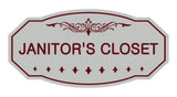 Light Grey / Burgundy Victorian Janitor's Closet Sign