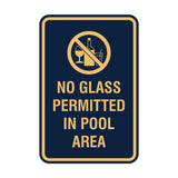 Portrait Round No Glass Permitted In Pool Area Sign