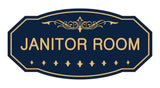 Navy Blue / Gold Victorian Janitor Room Sign
