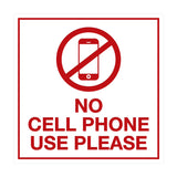 Signs ByLITA Square No Cell Phone Use Please Sign with Adhesive Tape, Mounts On Any Surface, Weather Resistant, Indoor/Outdoor Use