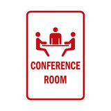 White / Red Portrait Round Conference Room Sign