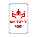 White / Red Portrait Round Conference Room Sign