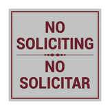 Signs ByLITA Square No Soliciting No Solicitar Sign with Adhesive Tape, Mounts On Any Surface, Weather Resistant, Indoor/Outdoor Use