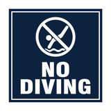 Signs ByLITA Square No Diving Sign with Adhesive Tape, Mounts On Any Surface, Weather Resistant, Indoor/Outdoor Use