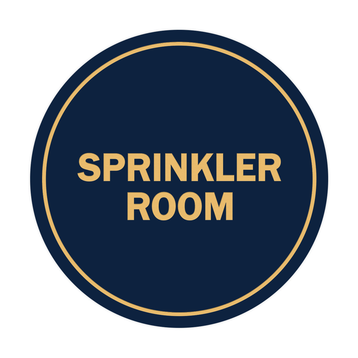 Navy Blue / Gold Signs ByLITA Circle Sprinkler Room Sign