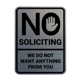 Portrait Round No Soliciting We Do Not Want Anything From You Wall or Door Sign