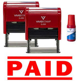 Paid Self Inking Rubber Stamp 2-Pack (Includes Red Ink Refill)