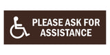 Signs ByLITA Basic Wheelchair Please Ask For Assistance Sign with Adhesive Tape, Mounts On Any Surface, Weather Resistant, Indoor/Outdoor Use