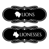 Designer Lions and Lionesses, Novelty Restroom (Set of 2) Wall or Door Signs
