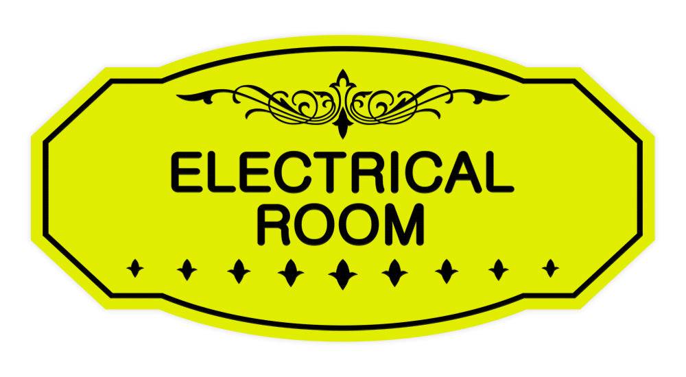 Yellow / Black Victorian Electrical Room Sign