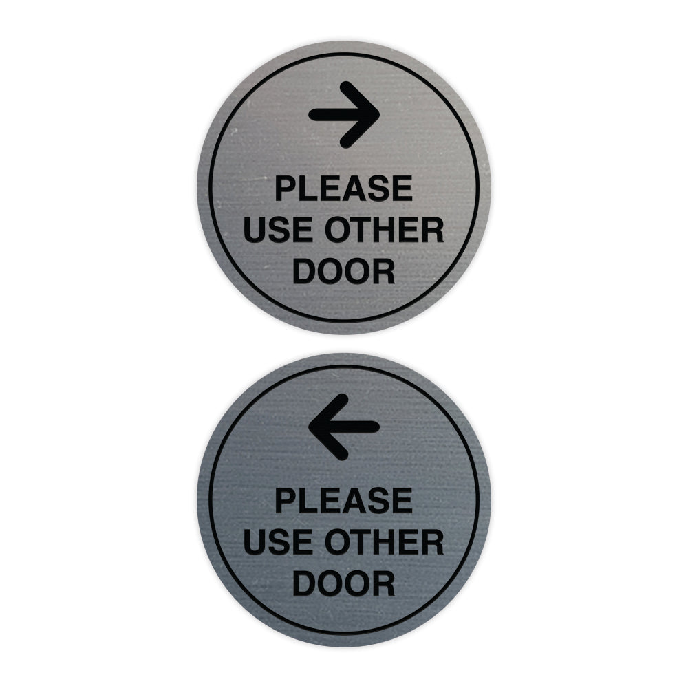 Signs ByLITA Circle Please Use Other Door Sign Set with Adhesive Tape, Mounts On Any Surface, Weather Resistant, Indoor/Outdoor Use