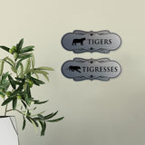 Designer Tigers and Tigresses, Novelty Restroom Signs, Set of 2 (Black) - Small
