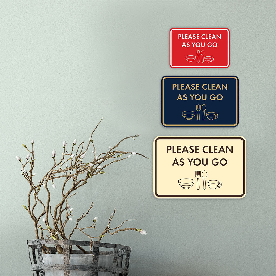 Cleaner Go Sign Classic Framed Please Clean As You Go Wall or Door Sign – Pacific Sign ...
