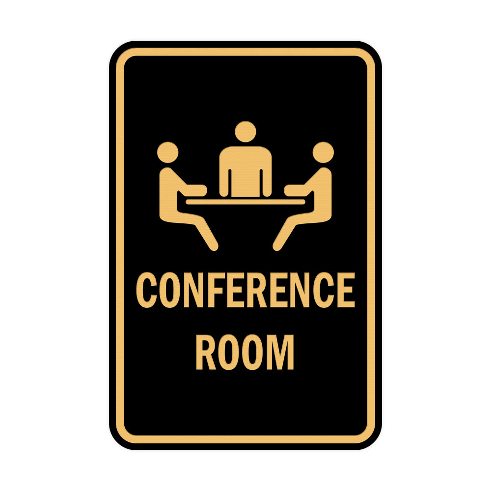 Black / Gold Portrait Round Conference Room Sign