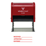 Received Approved Entered Self Inking Rubber Stamp