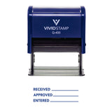 Received Approved Entered Self Inking Rubber Stamp