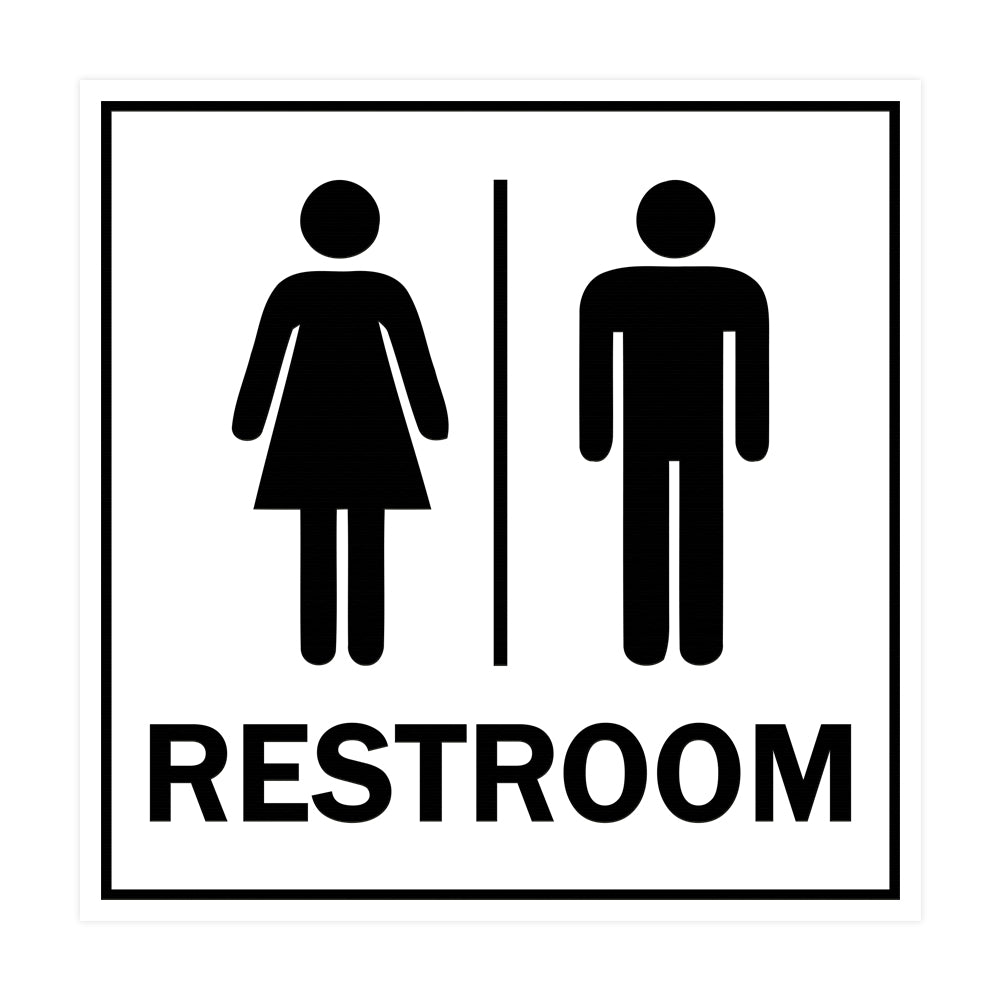 Signs ByLITA Square All Gender Restroom Sign with Adhesive Tape, Mounts On Any Surface, Weather Resistant, Indoor/Outdoor Use