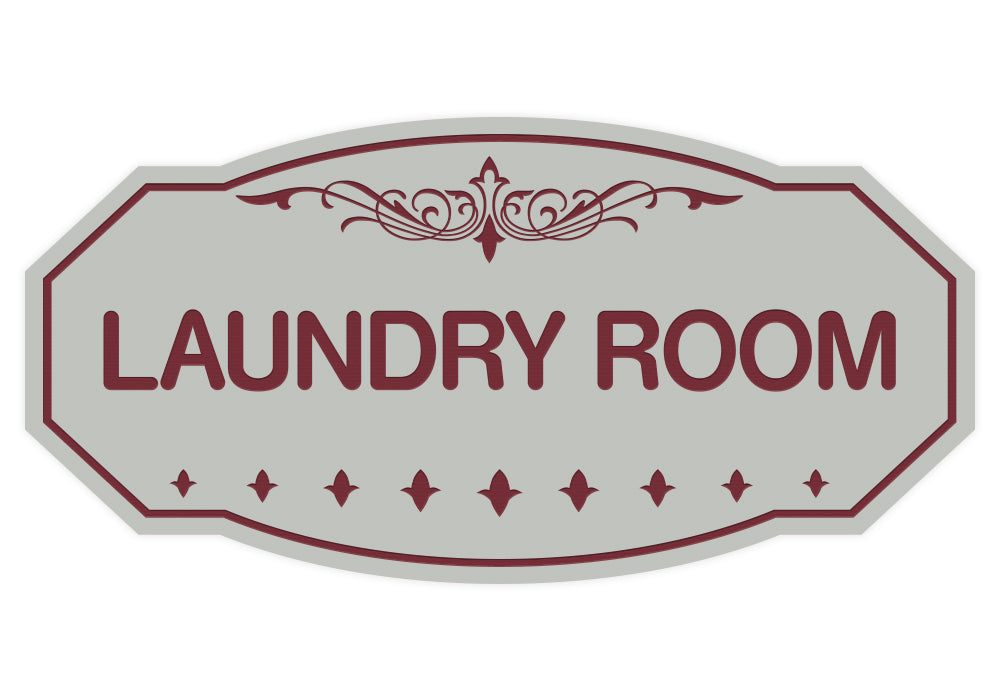 Light Grey / Burgundy Victorian Laundry Room Sign