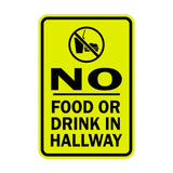 Portrait Round No Food Or Drink In Hallway Sign