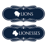 Designer Lions and Lionesses, Novelty Restroom (Set of 2) Wall or Door Signs