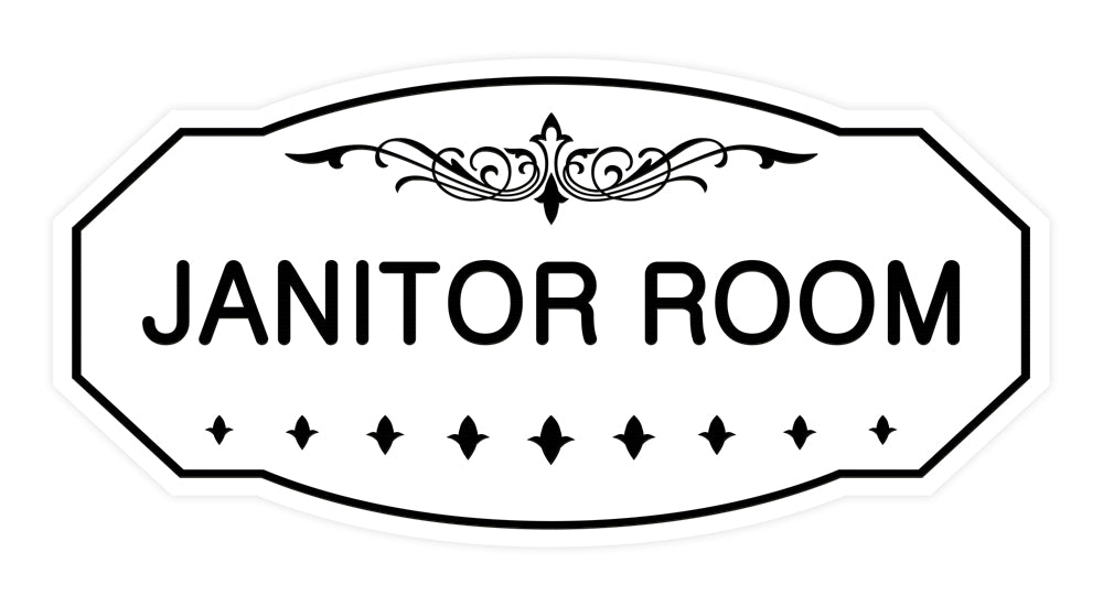 White Victorian Janitor Room Sign