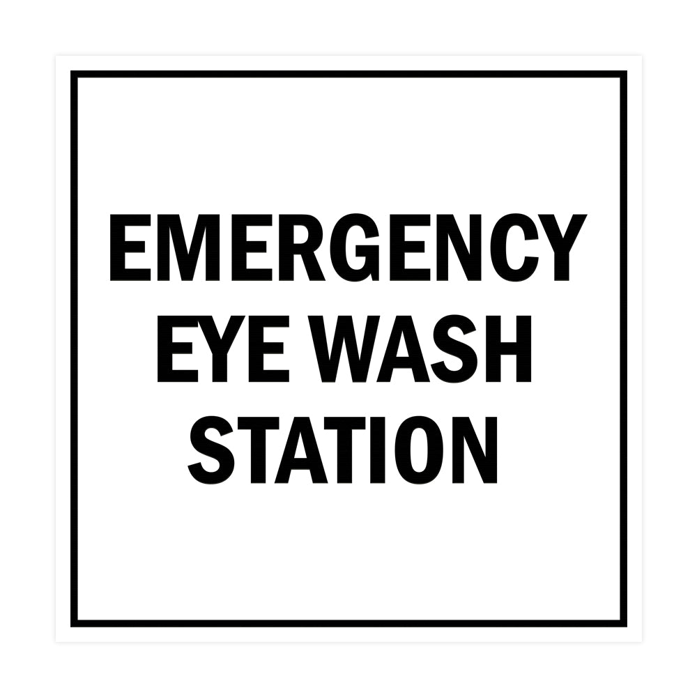 Signs ByLITA Square Emergency Eye Wash Station Sign with Adhesive Tape, Mounts On Any Surface, Weather Resistant, Indoor/Outdoor Use