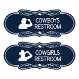 Designer Cowgirls and Cowboys Restroom Signs, (Set of 2) Wall or Door Signs