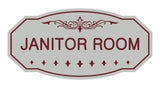 Light Grey / Burgundy Victorian Janitor Room Sign