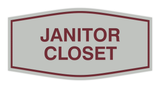 Light Grey / Burgundy Fancy Janitor Closet Sign